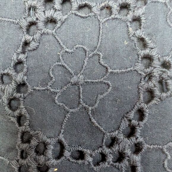 French Connection fit and flare cotton Embroidered Eyelet navy midi dres… - Picture 14 of 16